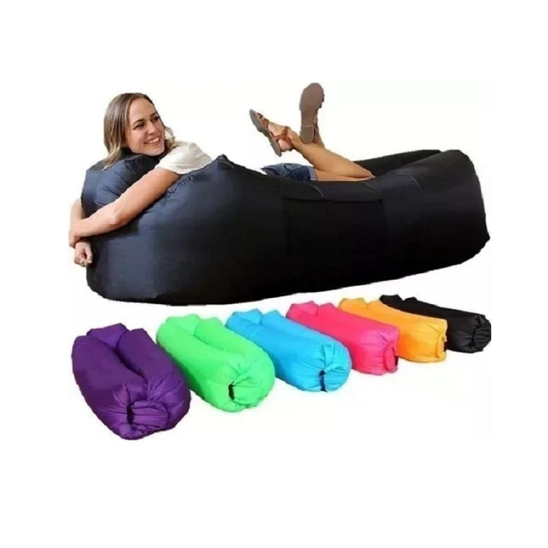 GENERICO - BANANA SOFA INFLABLE PARA ACAMPAR NEGRO