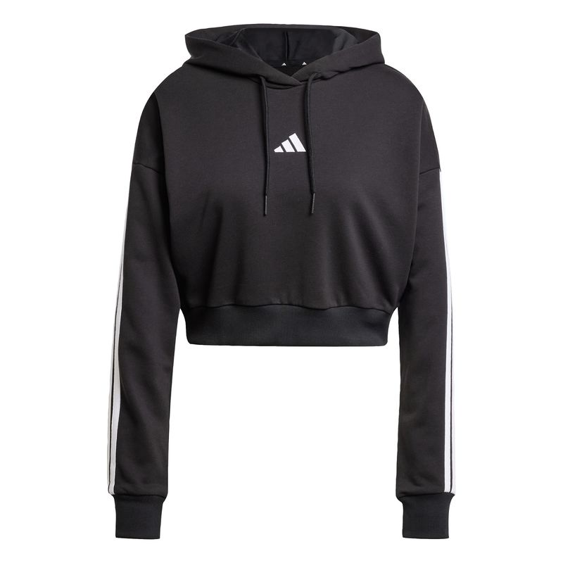 ADIDAS - Polerón Corto con Capucha Essentials 3 Tiras Felpa Francesa