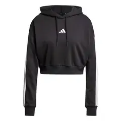 ADIDAS - Polerón Corto con Capucha Essentials 3 Tiras Felpa Francesa