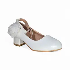 PAND G - Zapato Niña Charol con Taco Fiestas Bautizos Cueca Color Blanco -7298