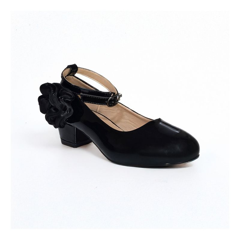 PAND G - Zapato Niña Charol con Taco Fiestas Bautizos Cueca Color Negro -7299
