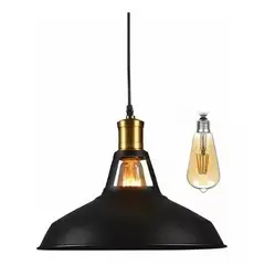 MUNDO MAGIA - Lampara Colgante Modelo Industrial + Ampolleta Led Vintage