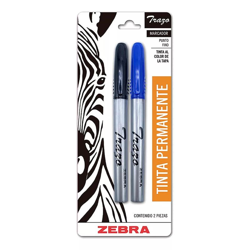 ZEBRA - Marcadores Permanentes Punta Fina Negro Y Azul Trazo Zebra