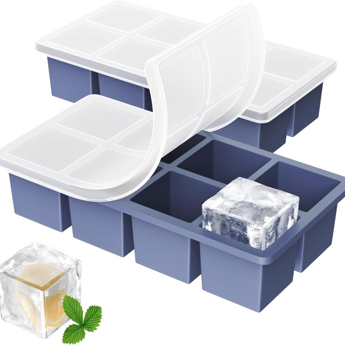 GENERICO - Cubetera Hielera Molde Silicona 8 Cubos Grandes Con Tapa