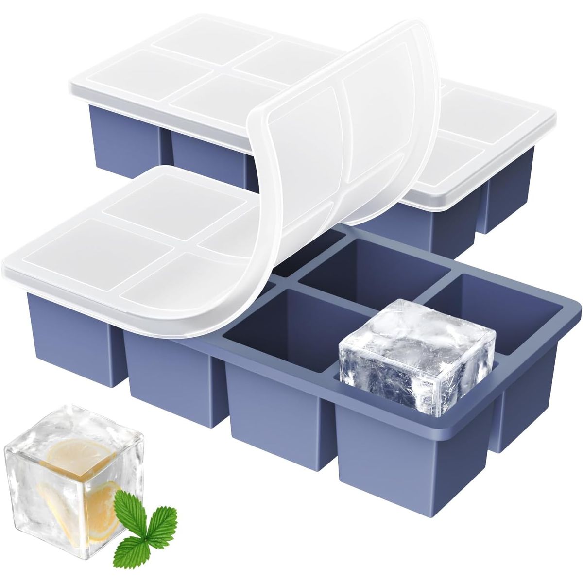 GENERICO - Cubetera Hielera Molde Silicona 8 Cubos Grandes Con Tapa