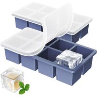 Cubetera Hielera Molde Silicona 8 Cubos Grandes Con Tapa