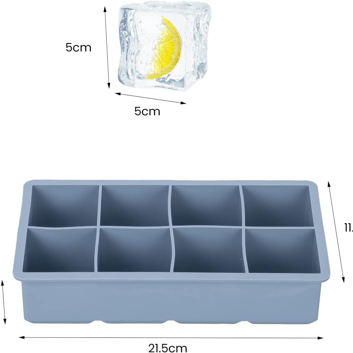 GENERICO - Cubetera Hielera Molde Silicona 8 Cubos Grandes Con Tapa
