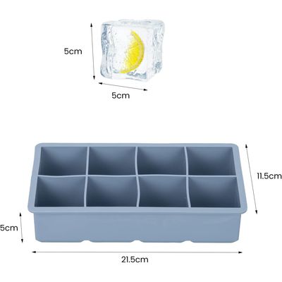 Imagen 2 del producto Cubetera Hielera Molde Silicona 8 Cubos Grandes Con Tapa