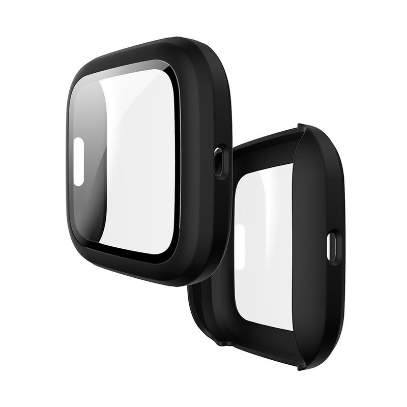 GENERICO - Protector Carcasa Con Vidrio para Fitbit Versa 2 - Negro