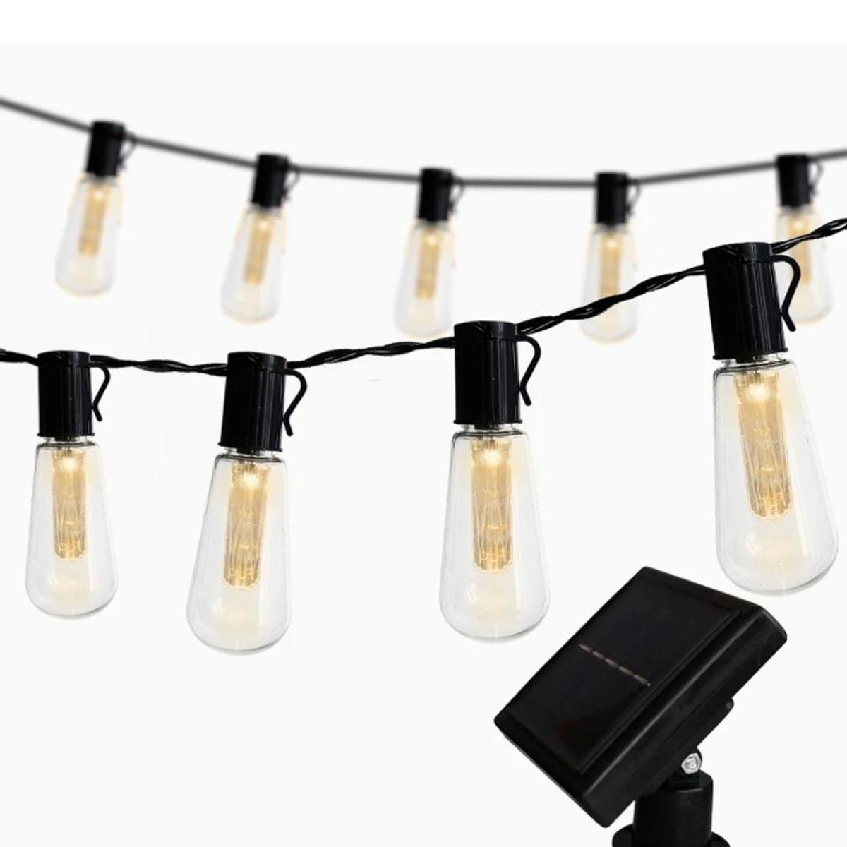 GENERICO - GUIRNALDA LED SOLAR 10 AMPOLLETAS LUZ CALIDA