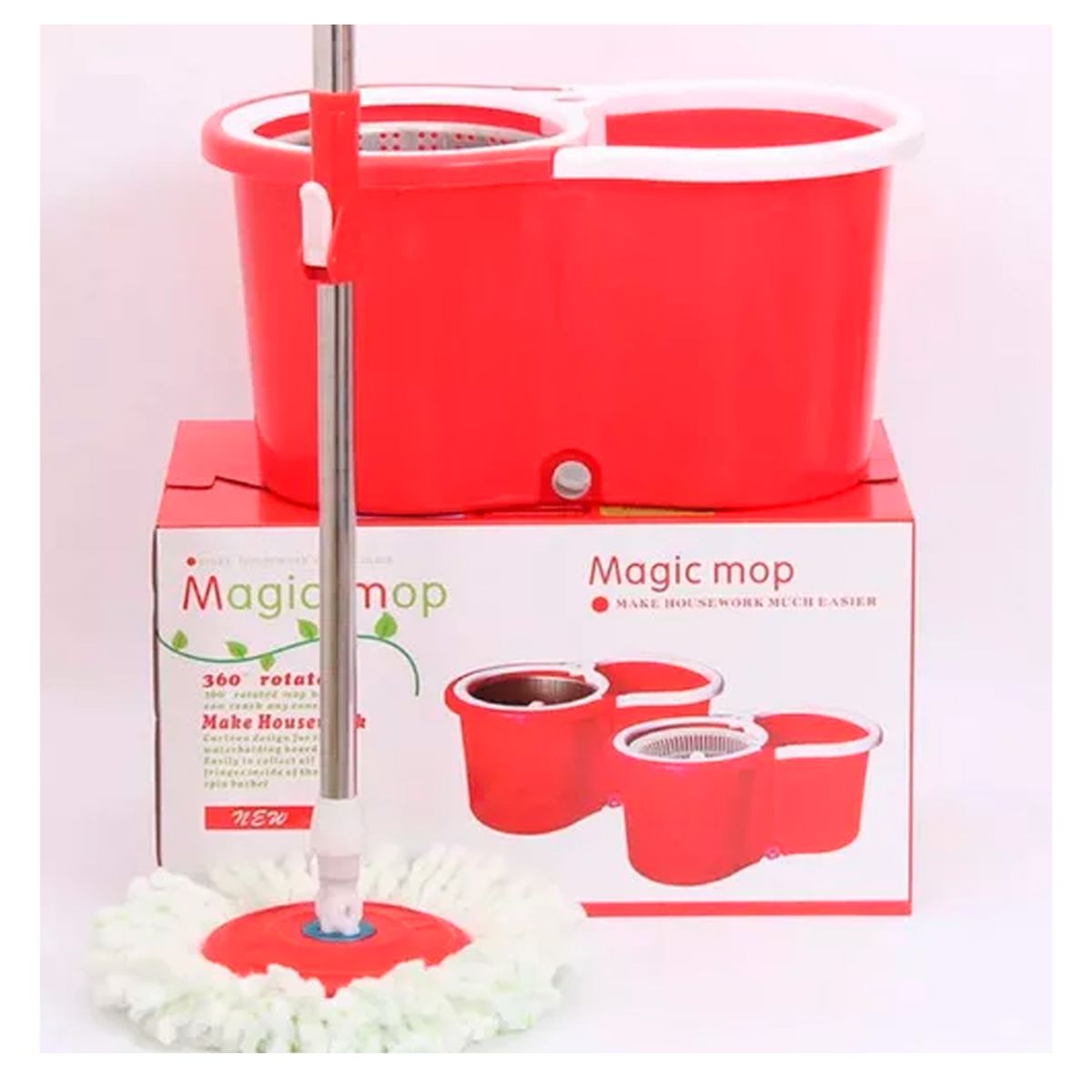 IRM - Trapeador Giratorio Cubeta Magic Mop 360 Trapero Microfibra