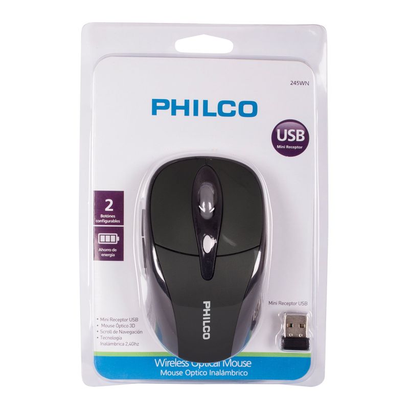 PHILCO - MOUSE OPTICO INAL PHILCO NEGRO - Negro