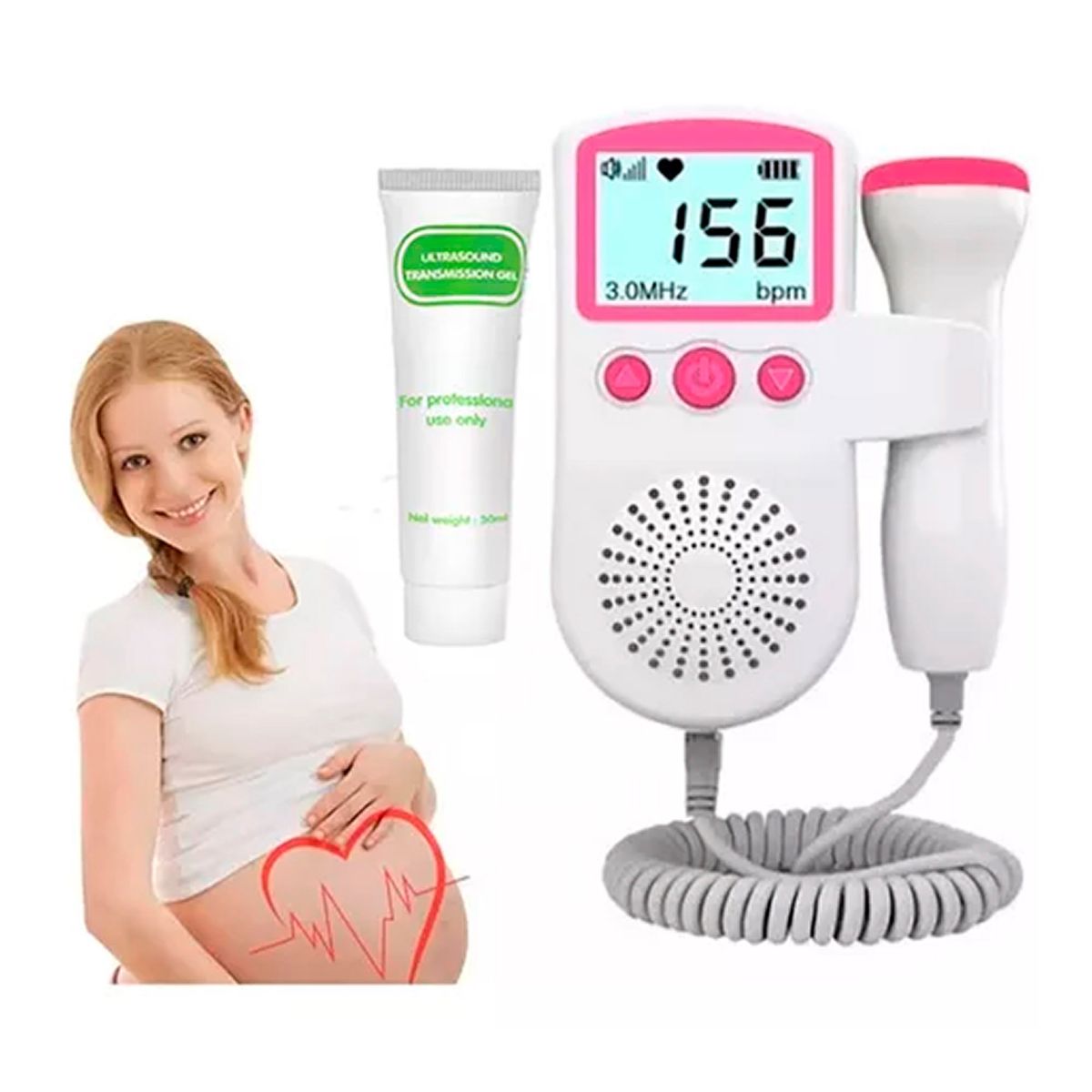 ESHOPANGIE - Monitor Frecuencia Cardiaca Latidos Fetales Bebé Más Gel