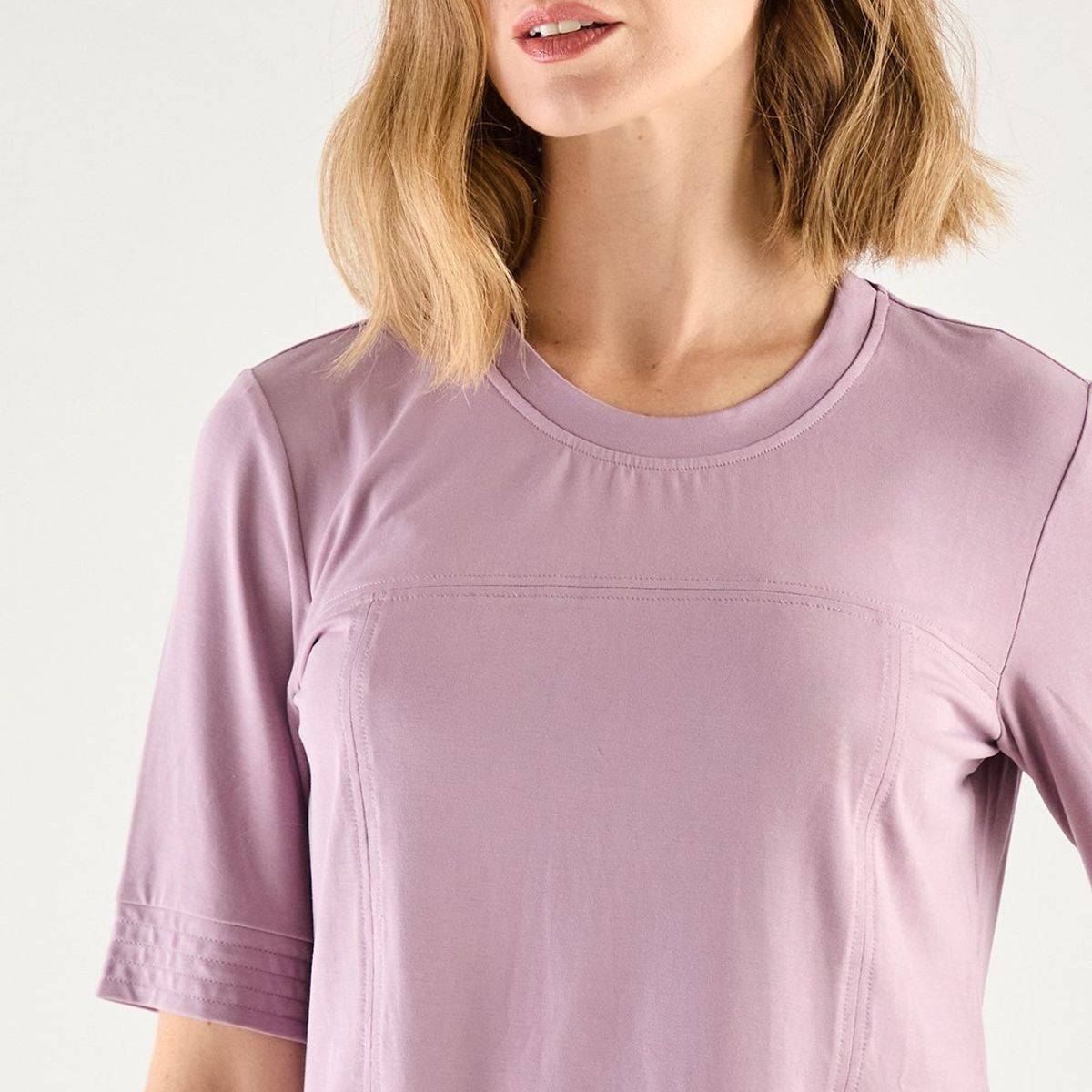 MA GRIFFE - Polera Manga Corta Lila Medio Mujer Magriffe