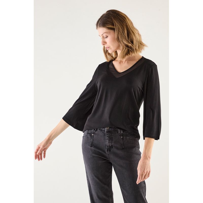 MA GRIFFE - Polera Manga Larga Negro Mujer Magriffe