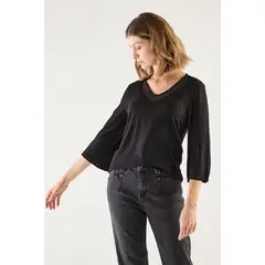 MA GRIFFE - Polera Manga Larga Negro Mujer Magriffe