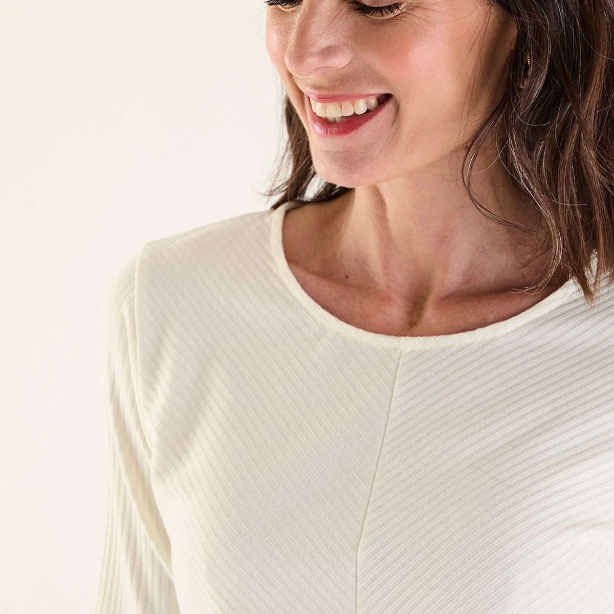 MA GRIFFE - Polera Manga Corta Crudo Mujer Magriffe