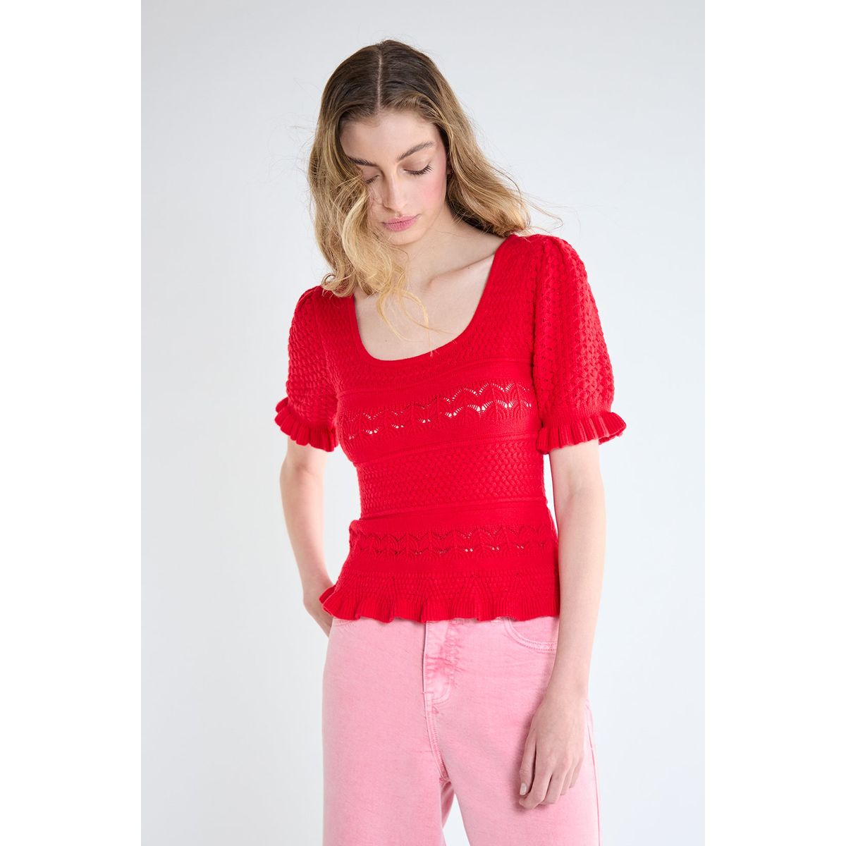 IO - Polera Manga Corta Rojo Mujer Io