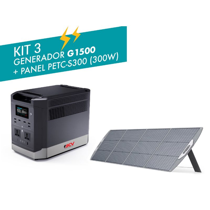 GENERICO - ESTACIÓN DE ENERGÍA DE 1800W G1500 + PANEL SOLAR DE 300 W PETC-S300