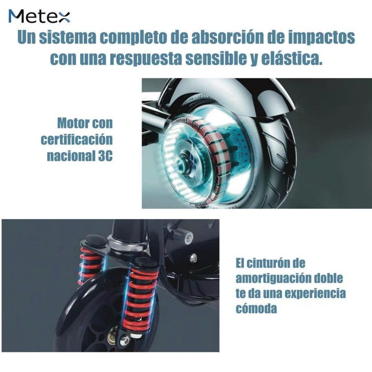 METEX - Scooter Eléctrico Infantil Plegable Con Asiento Hasta 15km