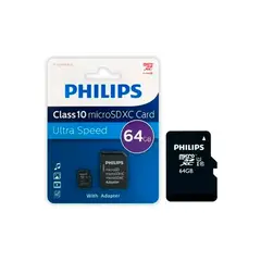 PHILIPS - Tarjeta DE Memoria 64 Gb Phillips Clase 10 - Blanco