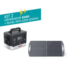 GENERICO - ESTACIÓN DE ENERGÍA DE 600W G600 + PANEL SOLAR DE 200 W PETC-S200