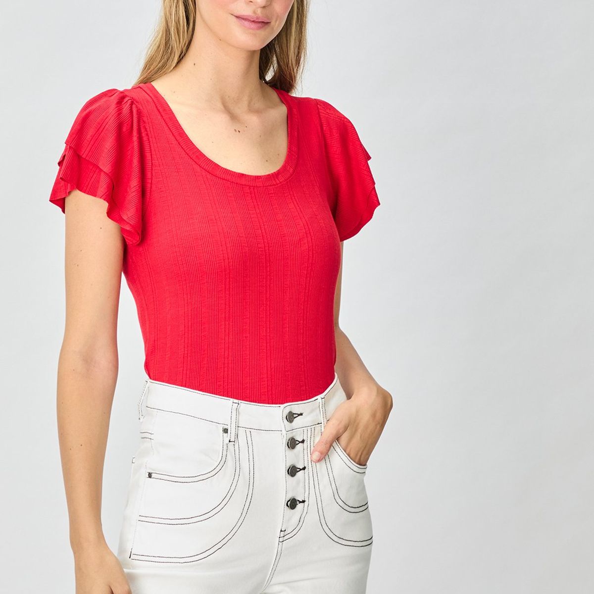 IO - Polera Manga Corta Rojo Mujer Io