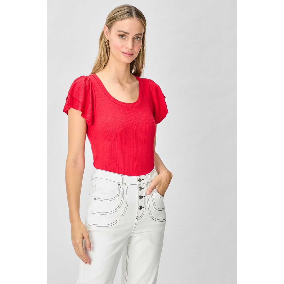 IO - Polera Manga Corta Rojo Mujer Io