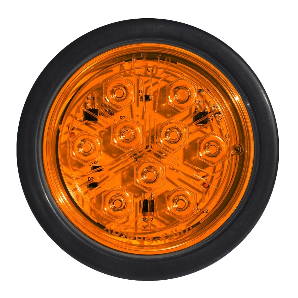 GOTEK - 2 Focos Traseros Led Ambar 4 Pulgadas Bi-volt Rampla- Camión