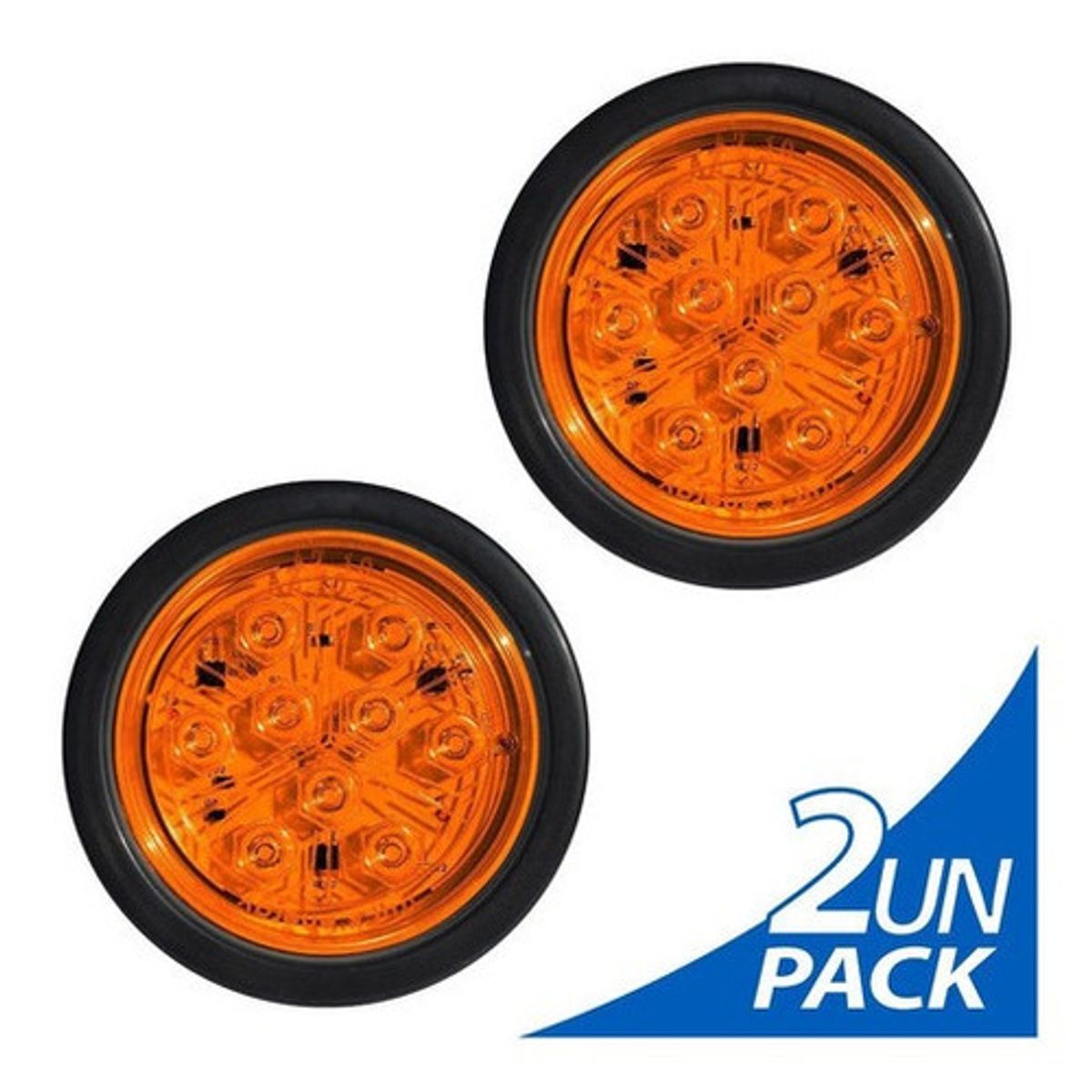 GOTEK - 2 Focos Traseros Led Ambar 4 Pulgadas Bi-volt Rampla- Camión