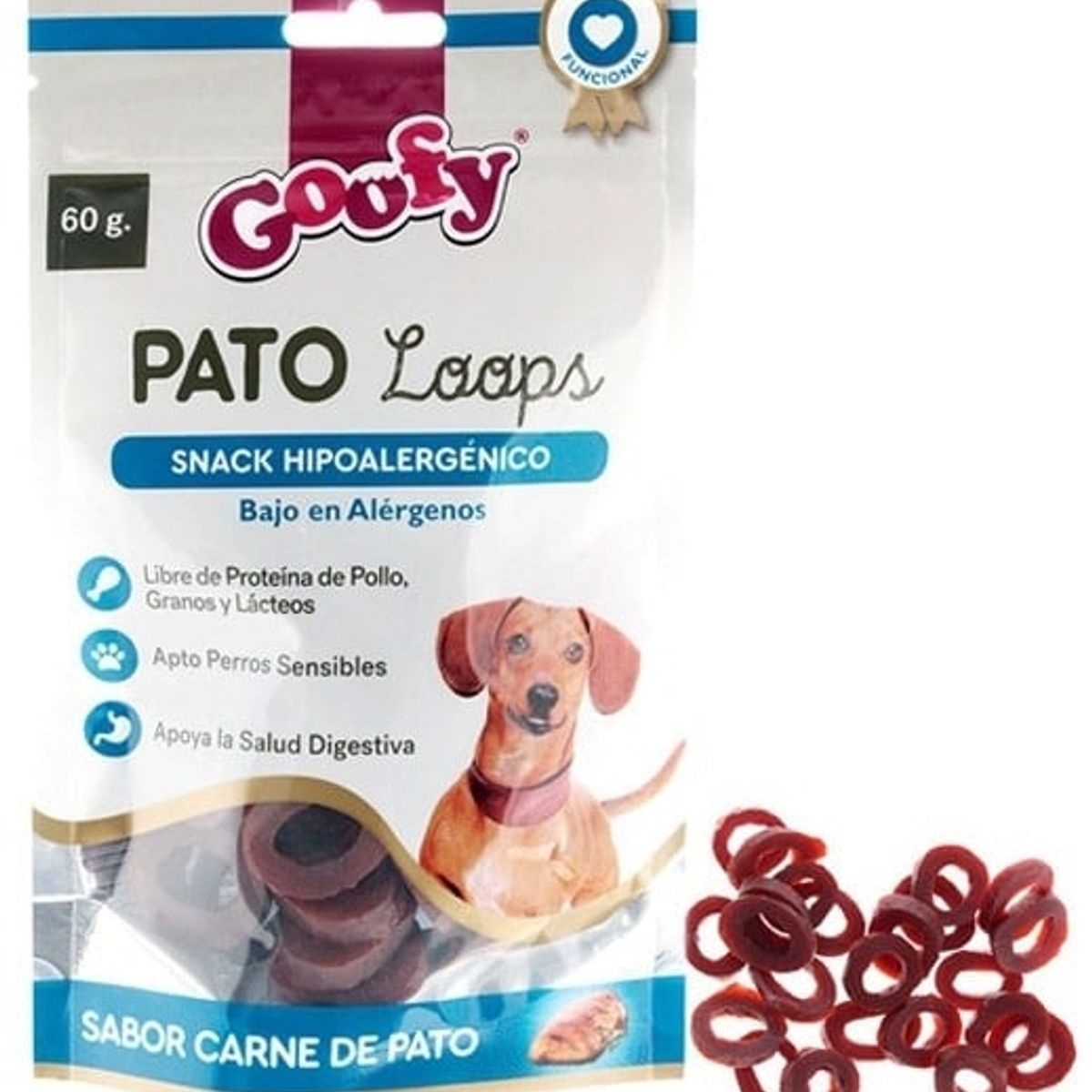 GOOFY - Snack Perro Goofy sabor Pato Loops hipoalergenico 90Gr