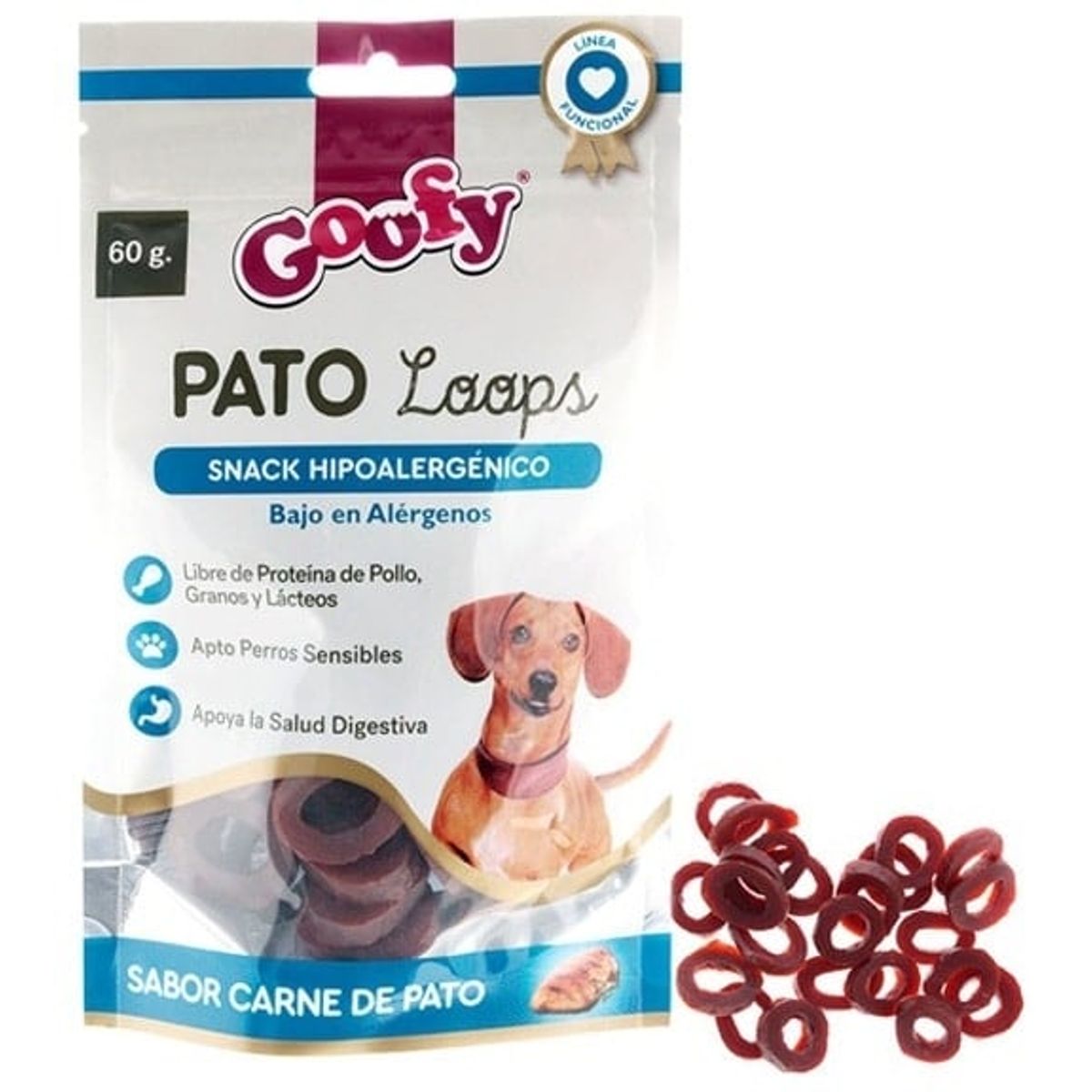 GOOFY - Snack Perro Goofy sabor Pato Loops hipoalergenico 90Gr