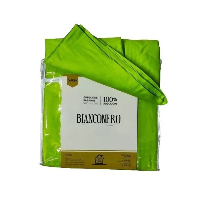 GENERICO - Sabana 100% Algodón 300 Hilos 1,5 Plaza- Verde