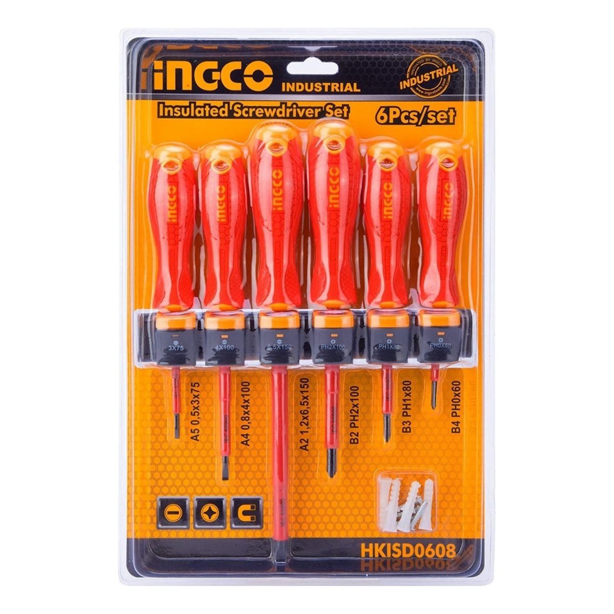 INGCO - Set Destornilladores Electricos Aislado 6pcs Ingco Hkisd0608