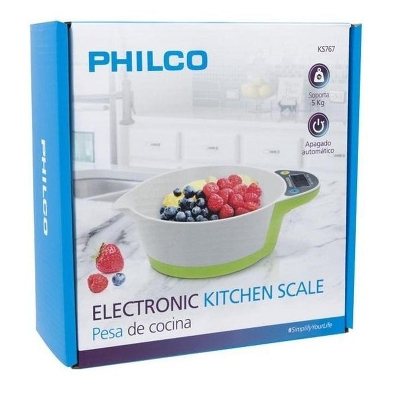 PHILCO - BALANZA DIGITAL TIPO BOWL GREEN VERDE 1GRAMO - 5KILO PHILCO