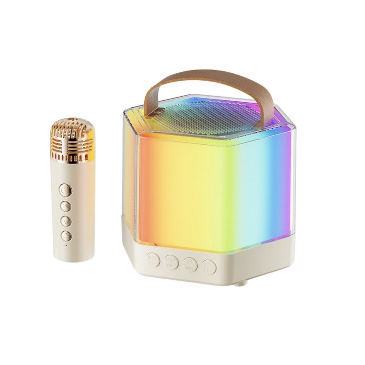 GENERICO - Mini Parlante Karaoke Luz Led + 1 Micrófono Portátiles MT