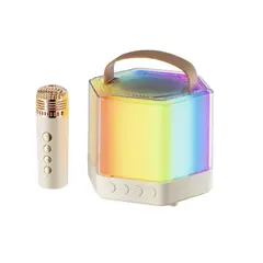 GENERICO - Mini Parlante Karaoke Luz Led + 1 Micrófono Portátiles MT