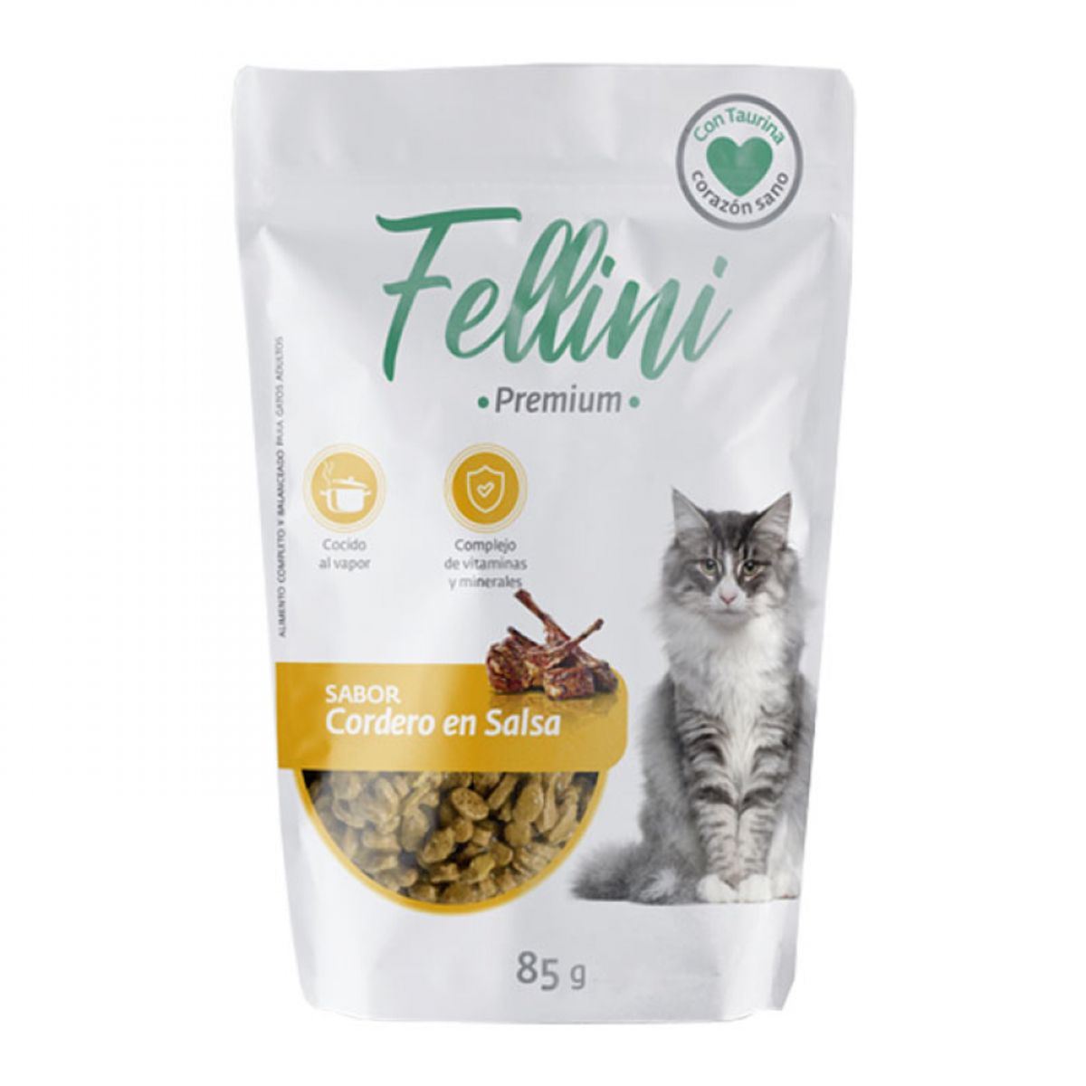 GENERICO - FELLINI SNACK HUMEDO PARA GATOS CORDERO EN SALSA 85G