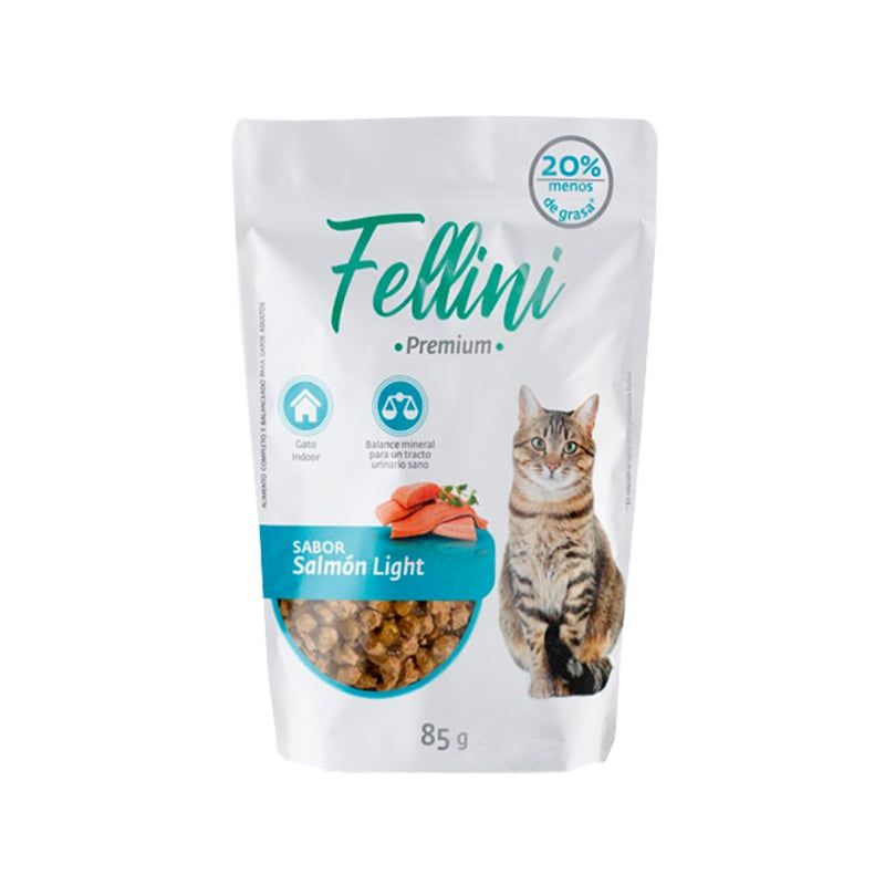 GENERICO - FELLINI SNACK HUMEDO PARA GATOS SALMON LIGTH 85 G