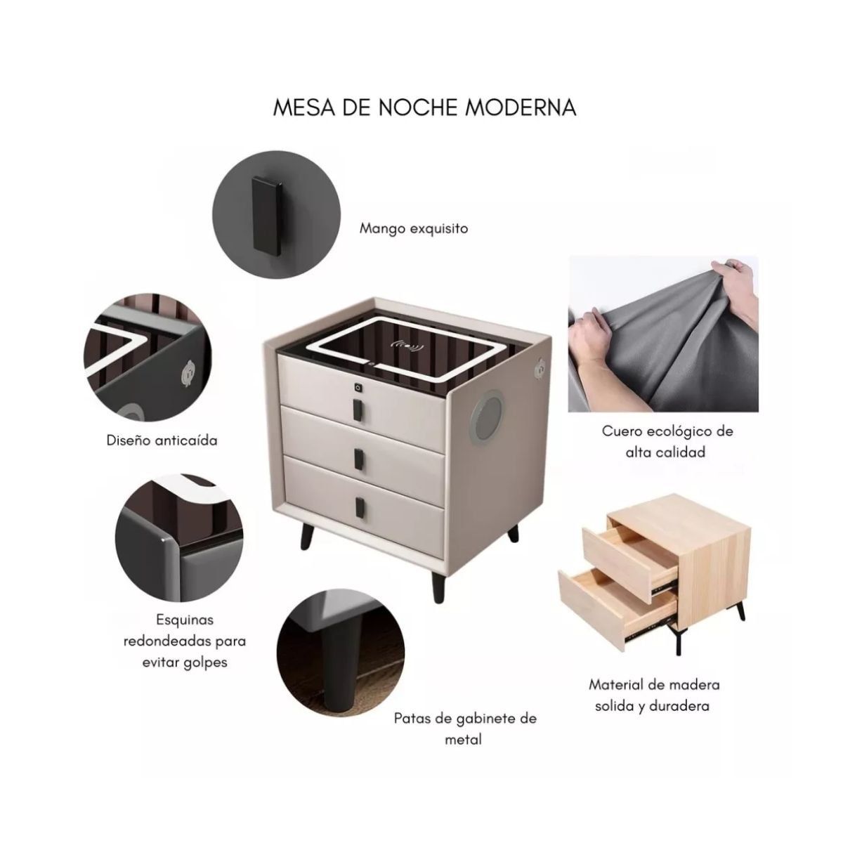 TODODESCUENTO - Velador Inteligente Carga Inalambrica Parlante Luz- Blanco