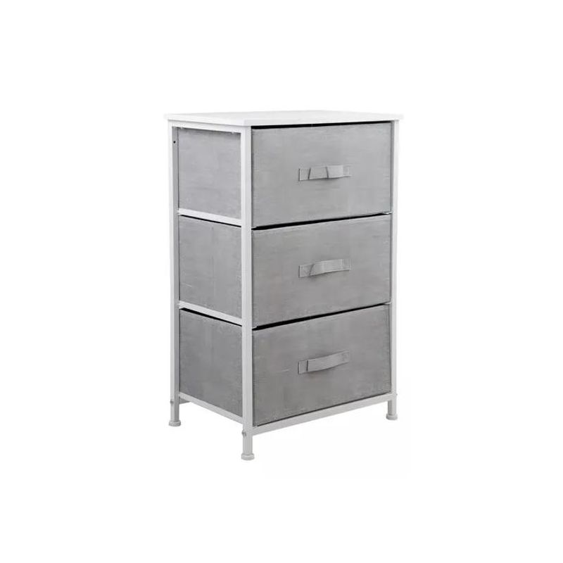 GENERICO - Cajonera Cómoda 3 Cajones Organizador Tela Gris Blanco
