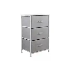 GENERICO - Cajonera Cómoda 3 Cajones Organizador Tela Gris Blanco