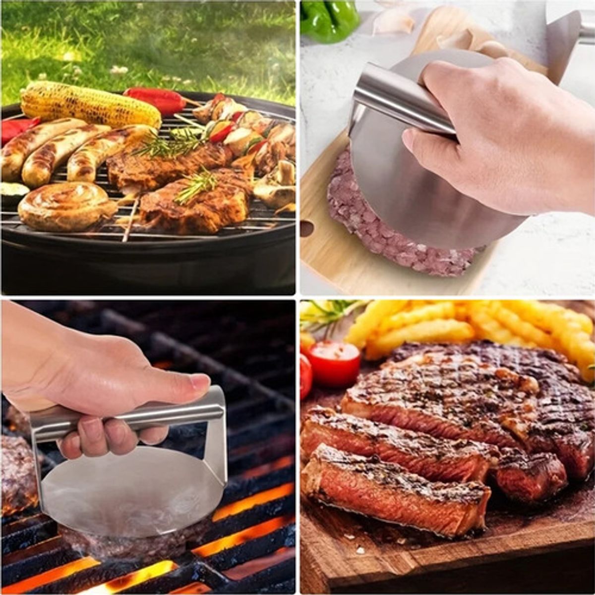 GENERICO - Prensa Hamburguesa Smash Acero Inoxidable Smasher Burger