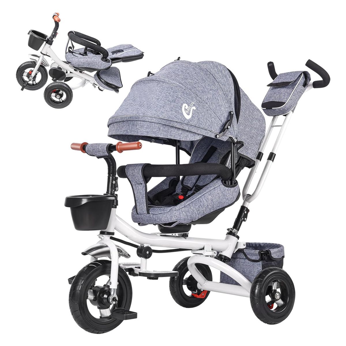 U BUY - Cochecito Plegable 4 En 1 Para Niños De 1 A 7 Años