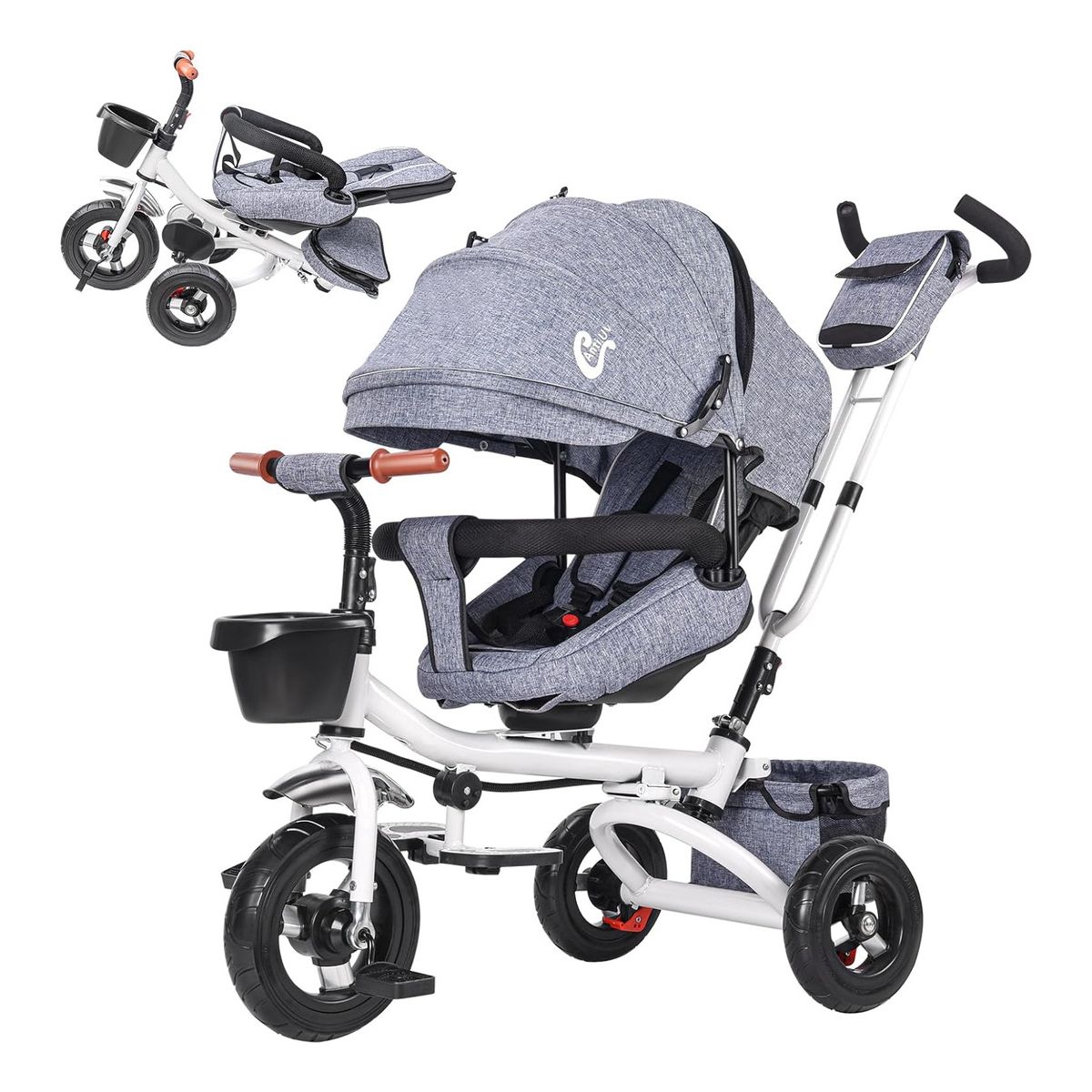 U BUY - Cochecito Plegable 4 En 1 Para Niños De 1 A 7 Años