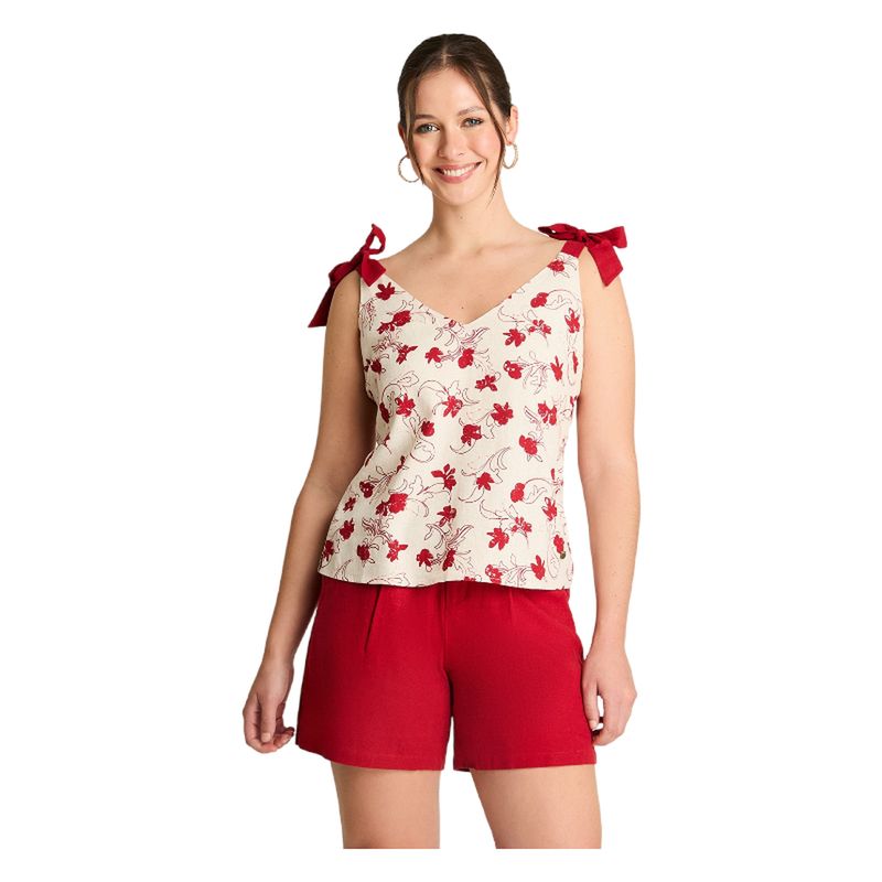 CURVI - Blusa Sin Mangas Estampada Arena