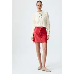IO - Falda Lisa Casual Rojo