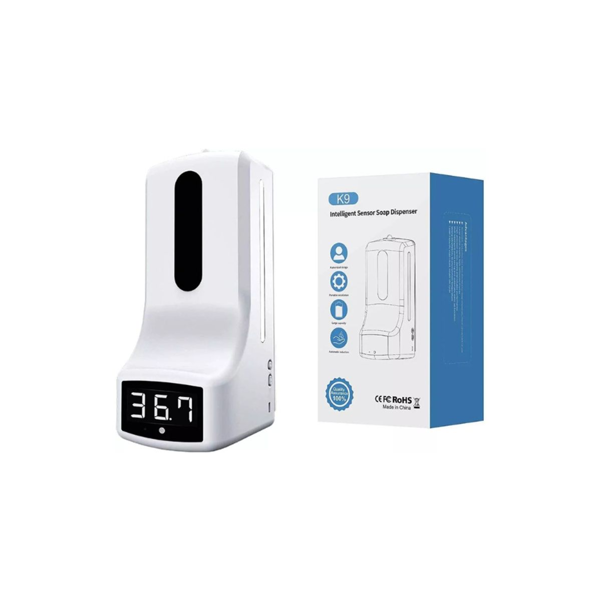 GENERICO - Termómetro Infrarrojo Digital Y Dispensador De Alcohol Gel