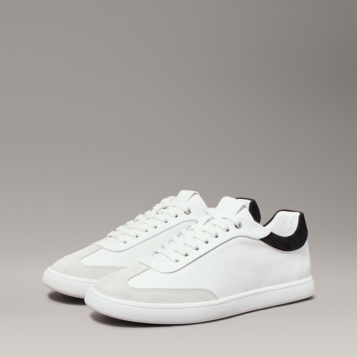 CALVIN KLEIN - Zapatillas de Cuero Cupsole Lace Mix Blanco Calvin Klein