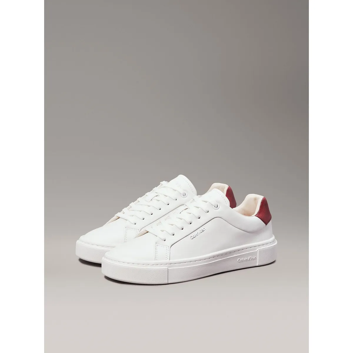 CALVIN KLEIN - Zapatillas de Cuero Cupsole Lace Up Blanco Calvin Klein